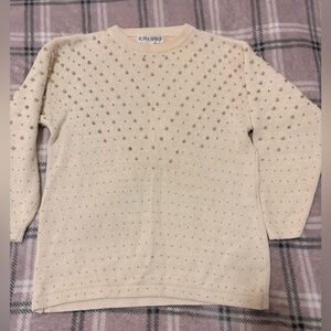 Elegant Cream Sweater with Beaded Details